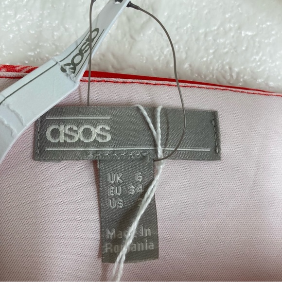 Asos peanut Girls One Shoulder Plaid Midi Dress Size 2 Red shawl Sleeve NWT - Picture 16 of 16